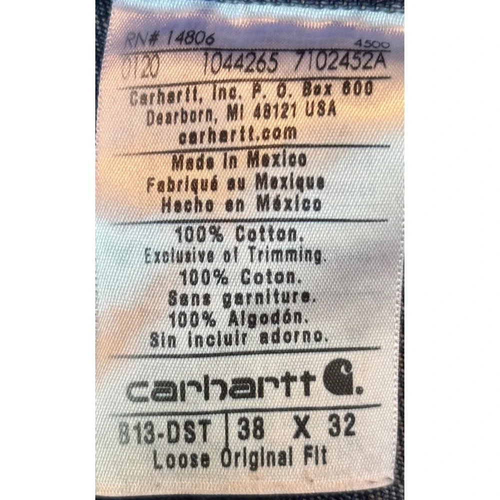 Carhartt‎ B13-DST Loose Original Fit Carpenter Jeans Dark Stone Denim 38x32 Mens